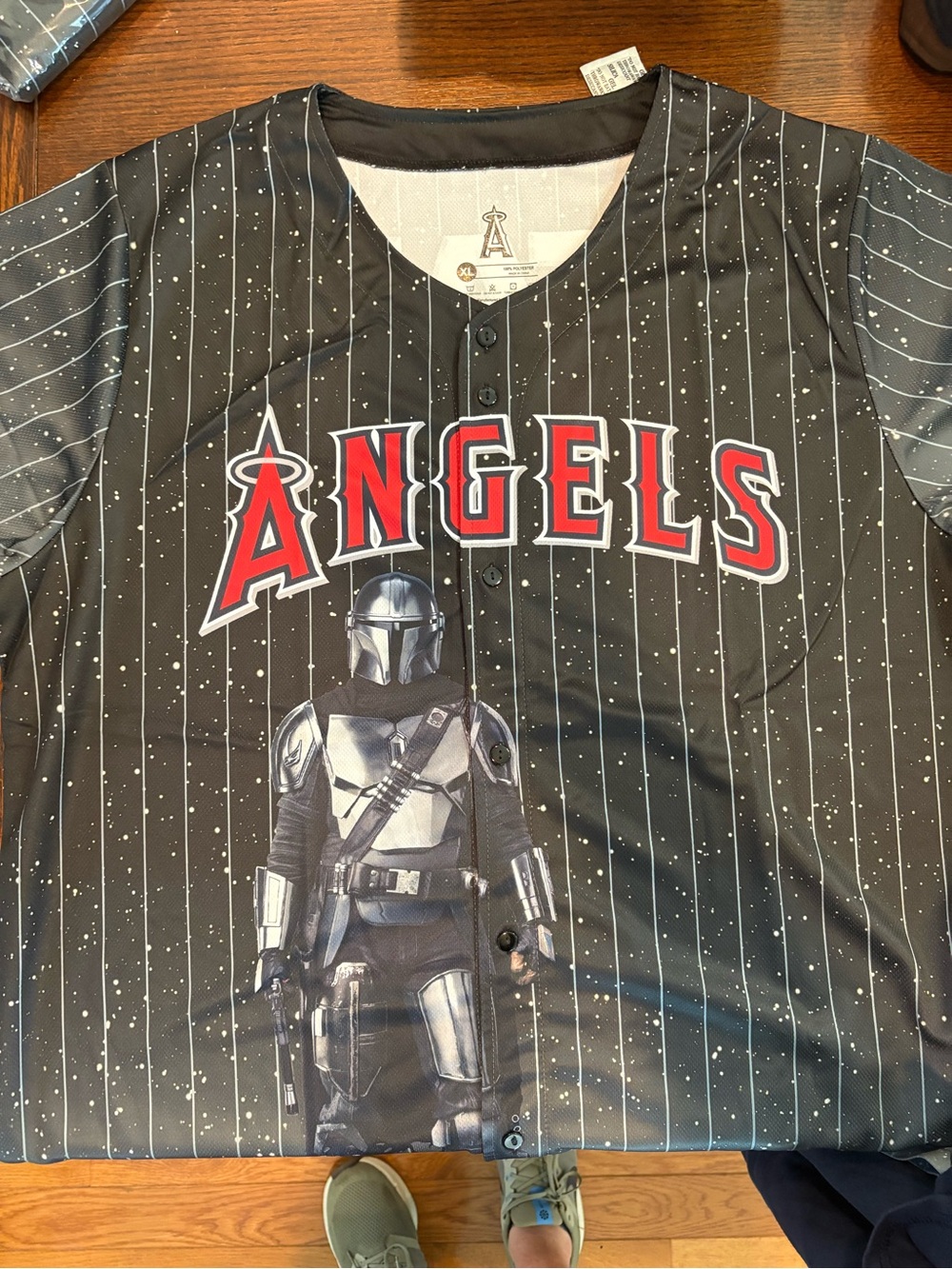 Angels x The Mandalorian Kids' Black Pinstripe Jersey